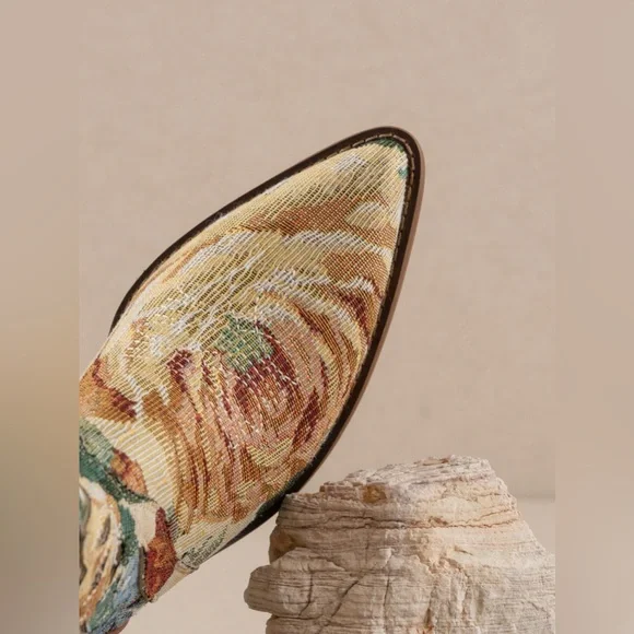 Paneled Floral Jacquard Tapestry Western Boots - Oasis Society - Picture 3 of 5